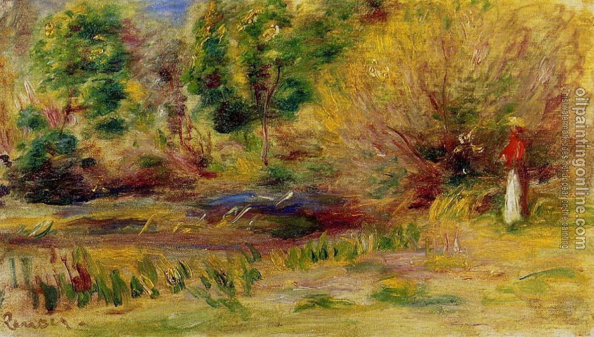 Renoir, Pierre Auguste - Woman Wearing a Hat in a Landscape